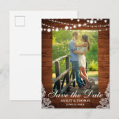 Rustige houten lantaarns Sla de Datum foto op Aankondigingskaart (Voorkant / Achterkant)