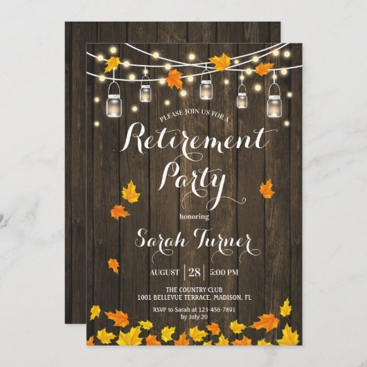 Rustige houten lantaarns verlaten Pensioenpartij Kaart (Voorkant / Achterkant)