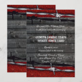 Rustige houten leder Barbed Wire Cowboy Wedding Kaart (Voorkant / Achterkant)