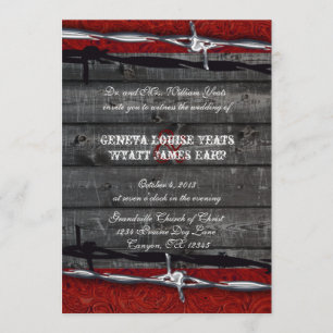 Rustige houten leder Barbed Wire Cowboy Wedding Kaart