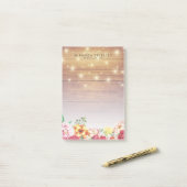 Rustige houten legante Floral Chic String Lights Post-it® Notes (Op bureau)