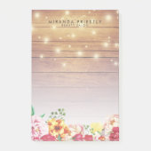 Rustige houten legante Floral Chic String Lights Post-it® Notes (Voorkant)