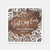 Rustige houten lichten & kant op dag met koorts servet (Voorkant)