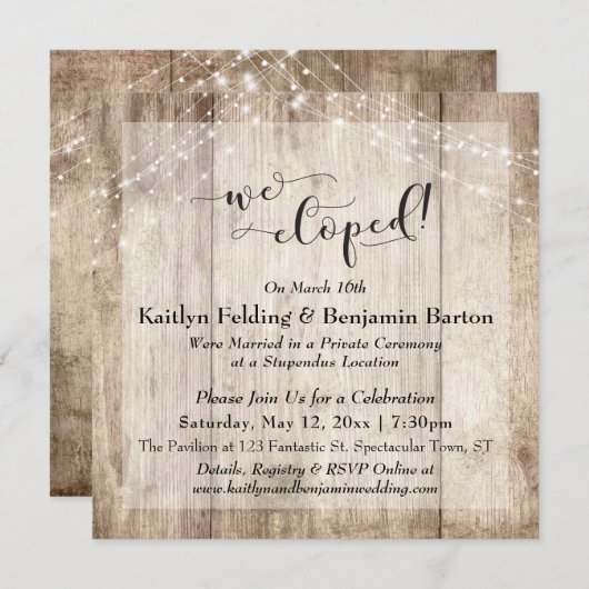 Rustige houten lichten We zagen Typografie, Ontvan Kaart (Voorkant / Achterkant)