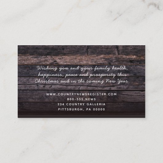 Rustige houten lights sterren Slankerend kerstfees Visitekaartje (Achterkant)