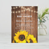 Rustige houten lights Zonnebloem Baby shower Kaart (Staand voorkant)