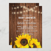 Rustige houten lights Zonnebloem Baby shower Kaart (Voorkant / Achterkant)