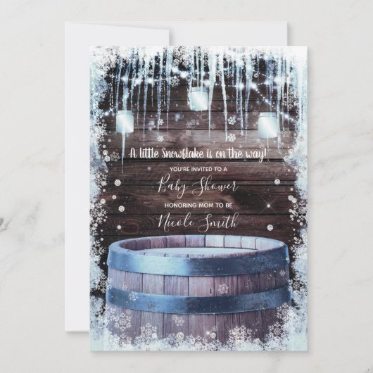 Rustige houten loop en licht WinterBaby shower Kaart (Voorkant)