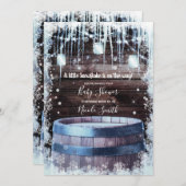 Rustige houten loop en licht WinterBaby shower Kaart (Voorkant / Achterkant)