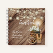 Rustige houten loop en witte flora - Guest Book Notitieboek (Voorkant)