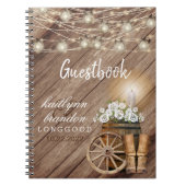 Rustige houten loop en witte flora - Guest Book Notitieboek (Voorkant)