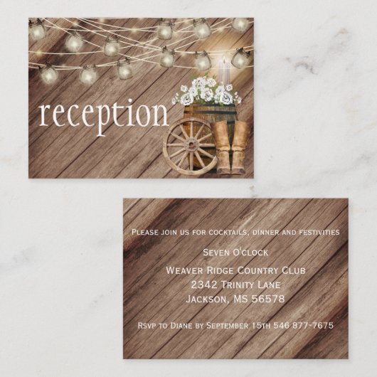 Rustige houten loop en witte flora - Ontvangst Informatiekaartje (Voorkant / Achterkant)