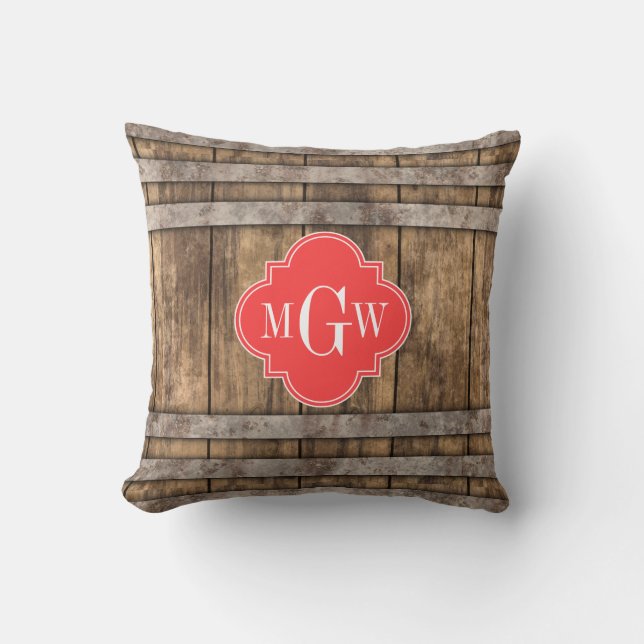 Rustige houten metalen band Coral Quatrefoil 3 Mon Kussen (Voorkant)