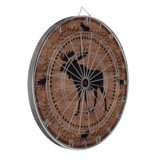 Rustige, houten moerascirkelplaat dartbord (Voorkant Links)