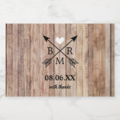 Rustige houten monogram mini-liquorflesetiket likeurfles etiket (Enkel label)