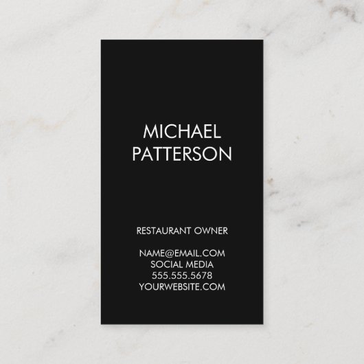 Rustige houten oliespanter visitekaartje (Achterkant)