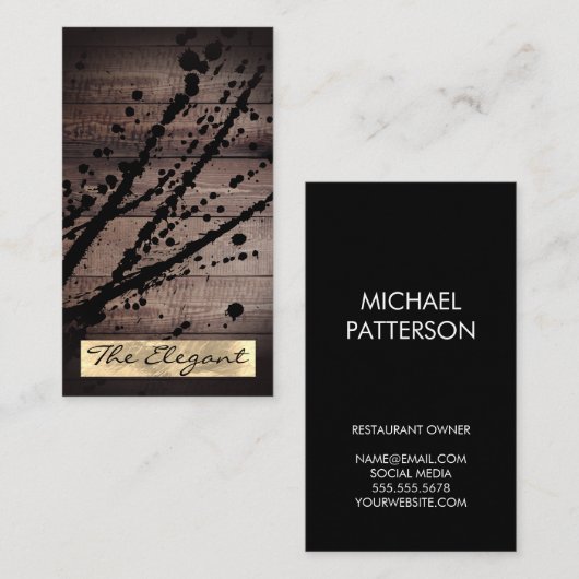 Rustige houten oliespanter visitekaartje (Voorkant / Achterkant)