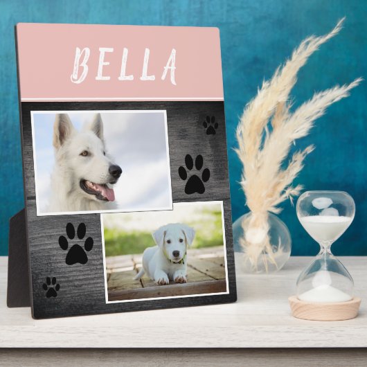 Rustige houten pagina Afdrukken Pet Dog 2 Foto Fotoplaat (Zijkant)