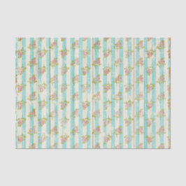 Rustige houten pasta Blue Floral Shabby Cottage Ch Tissuepapier