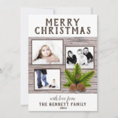 Rustige houten pine 3 Foto met kerstmis als collag Kaart (Voorkant)