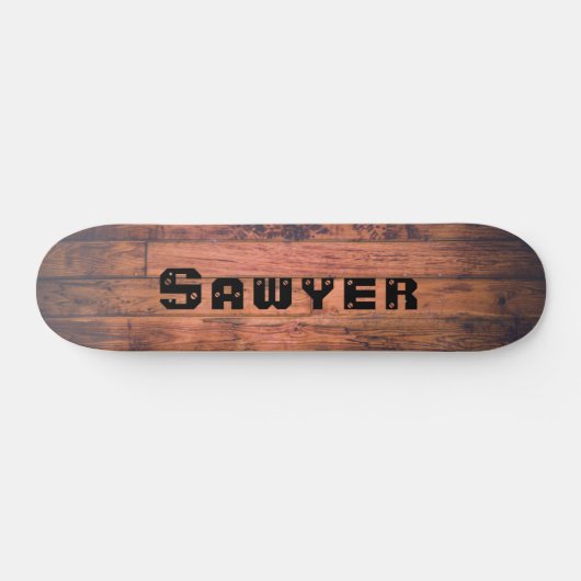 Rustige houten platen verdieping, gepersonaliseerd persoonlijk skateboard (Horizontaal)