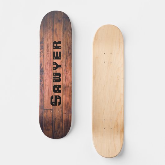 Rustige houten platen verdieping, gepersonaliseerd persoonlijk skateboard (Voorkant)