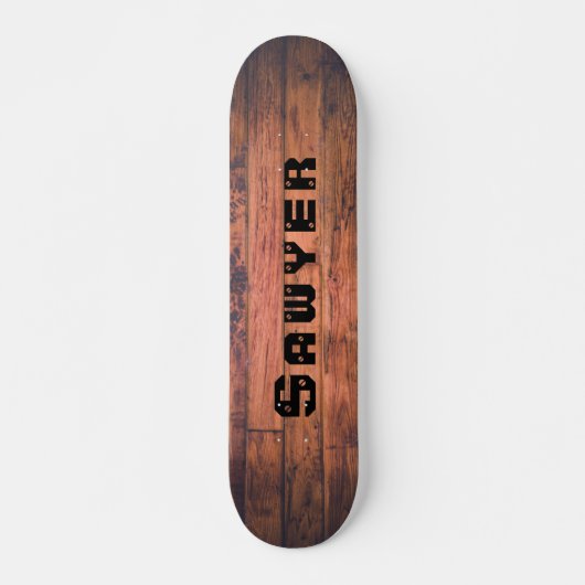 Rustige houten platen verdieping, gepersonaliseerd persoonlijk skateboard (Voorkant)