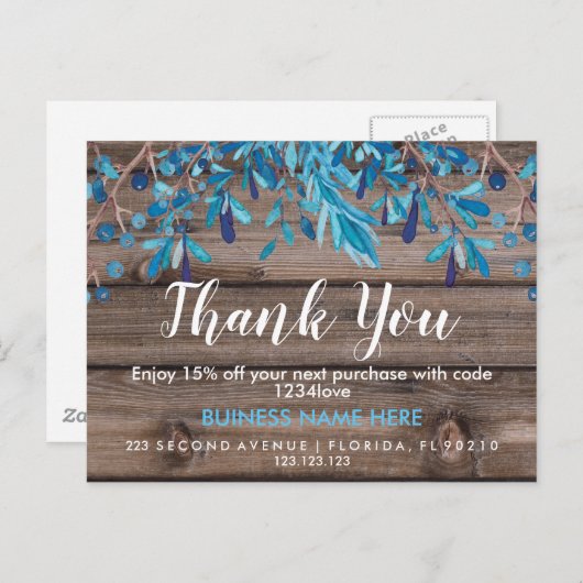 Rustige houten rand Business Hartelijk dank Aankondigingskaart (Voorkant / Achterkant)