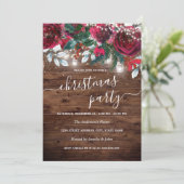 Rustige houten roodflessen met kerstfeest Invi Kaart (Staand voorkant)