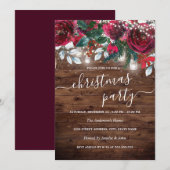 Rustige houten roodflessen met kerstfeest Invi Kaart (Voorkant / Achterkant)