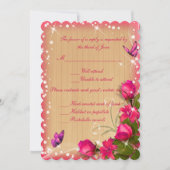 Rustige houten roze vlinder kaart (Voorkant)