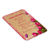 Rustige houten roze vlinder sparen de datum magneet (Rechterzijde)