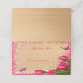 Rustige houten roze vlinderdentafel plaatskaartje (Buitenkant ongevouwen)