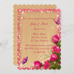 Rustige houten roze vlinderpartij kaart