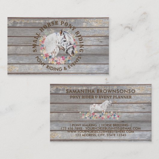 Rustige houten Ruitende paardensportpaarden Visitekaartje (Voorkant / Achterkant)