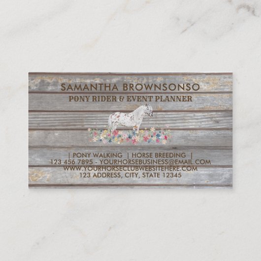Rustige houten Ruitende paardensportpaarden Visitekaartje (Achterkant)