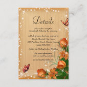 Rustige houten Sinaasappel Floral Butterfly Weddin Informatiekaartje (Voorkant)