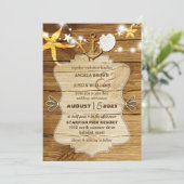 Rustige houten strand Nautical Wedding Kaart (Staand voorkant)
