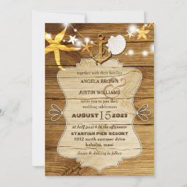 Rustige houten strand Nautical Wedding Kaart