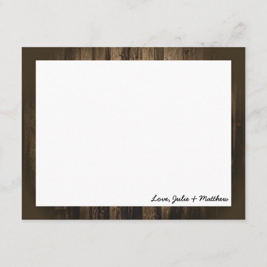 Rustige houten strijklichten Dank u Notitiekaart Notitiekaartje (Achterkant)