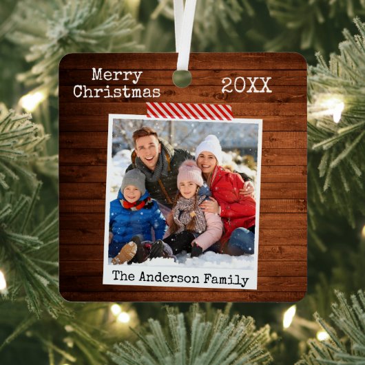 Rustige houten tape - directe fotostijl metalen ornament (Insitu)