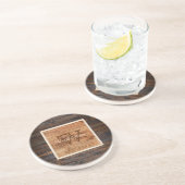 Rustige houten toon Monogram design Sandstone Zandsteen Onderzetter (Zijkant)