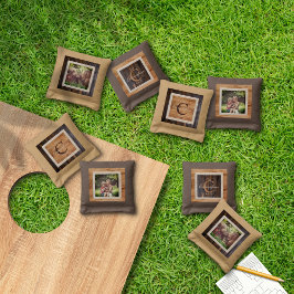 Rustige houten toonfamilie portret gaatjes