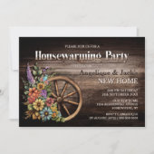 Rustige houten vezel Wagon Wheel Housewarming Part Kaart (Voorkant)