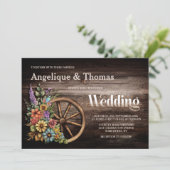 Rustige houten vezel Wagon Wheel Weddenschap Kaart (Staand voorkant)