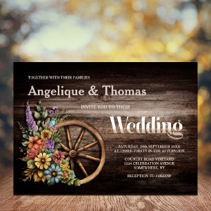 Rustige houten vezel Wagon Wheel Weddenschap Kaart