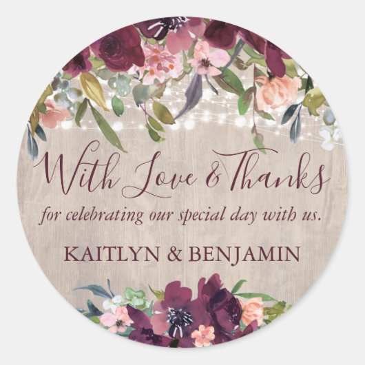 Rustige houten vezel weddenschappen Liefde & Bedan Ronde Sticker (Voorkant)