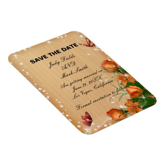 Rustige houten vlinderbruiloft bespaart datum magneet (Rechterzijde)