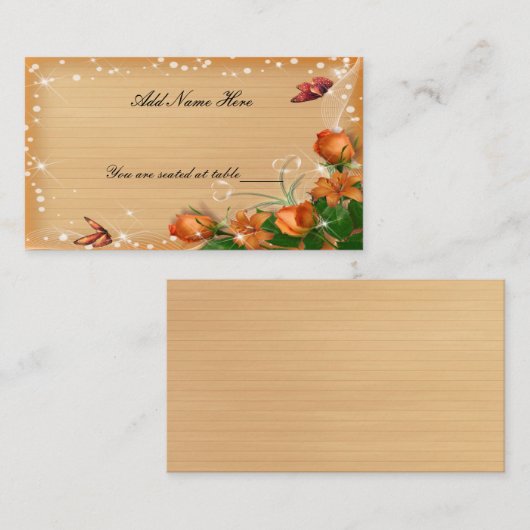 Rustige houten vlindertafel plaatskaartje (Voorkant / Achterkant)