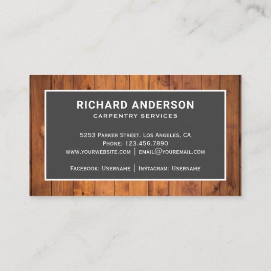 Rustige houten vloerbedekking - Eigen houten werkt Visitekaartje (Achterkant)